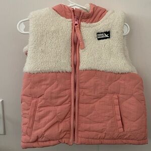 Eddie Bauer Coral and Off-White Quilted Vest
